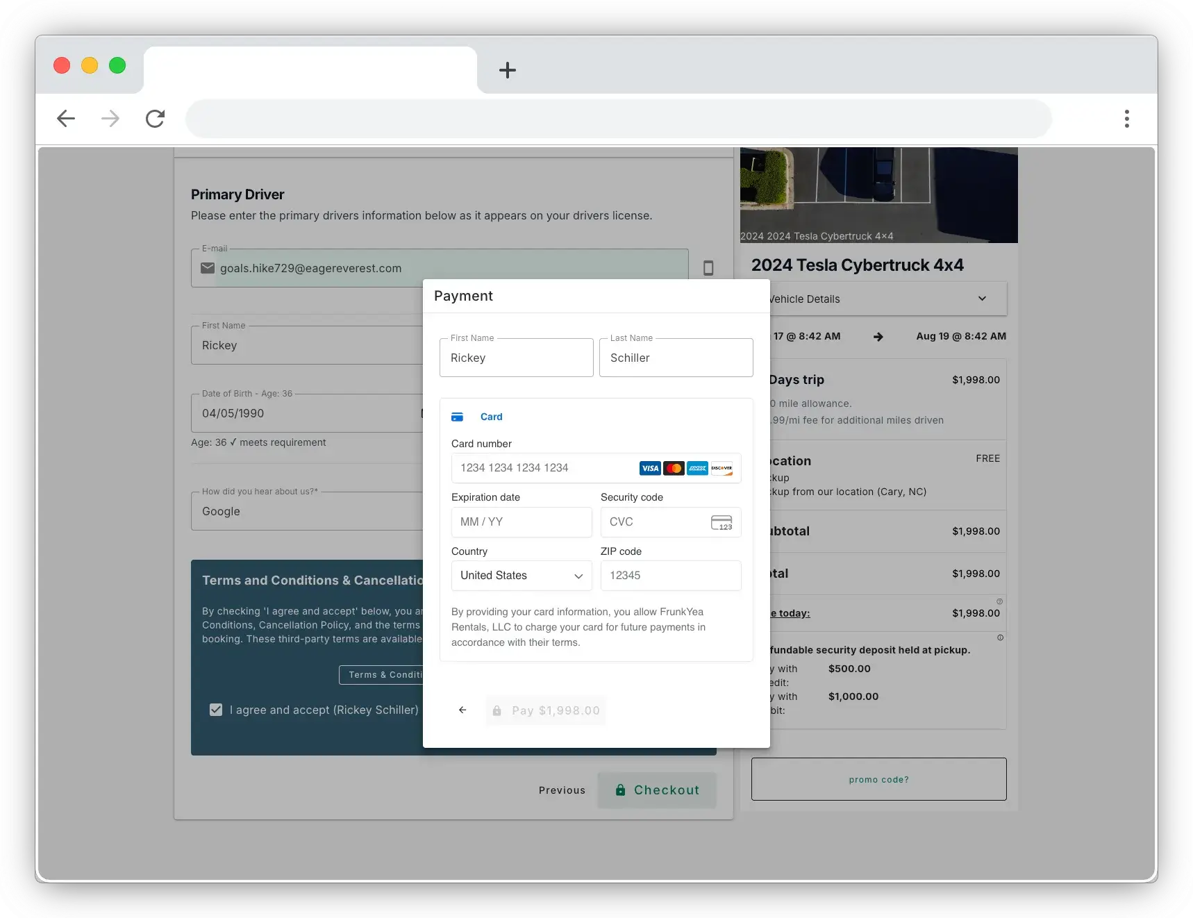Paying at checkout using Fleetwire Stripe integration