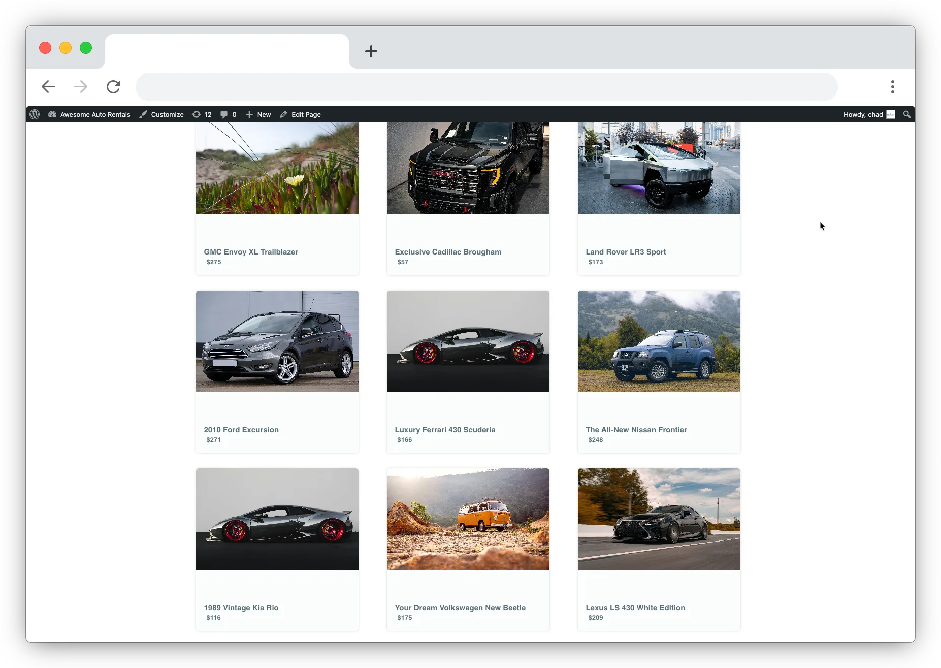 Fleetwire WordPress plugin listings grid