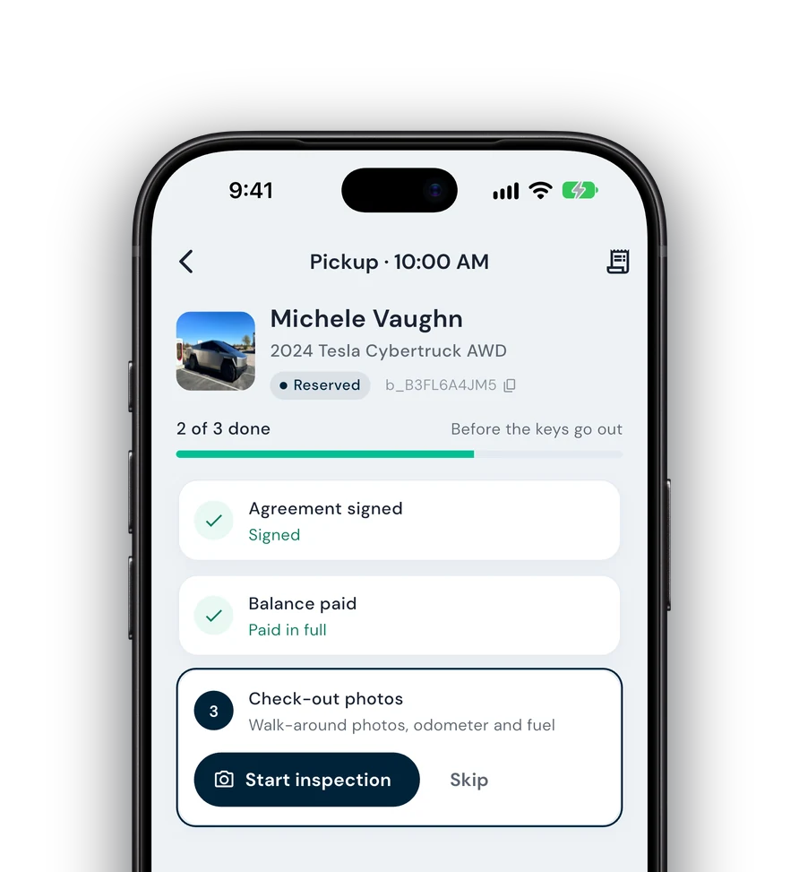 The Fleetwire app's pickup checklist