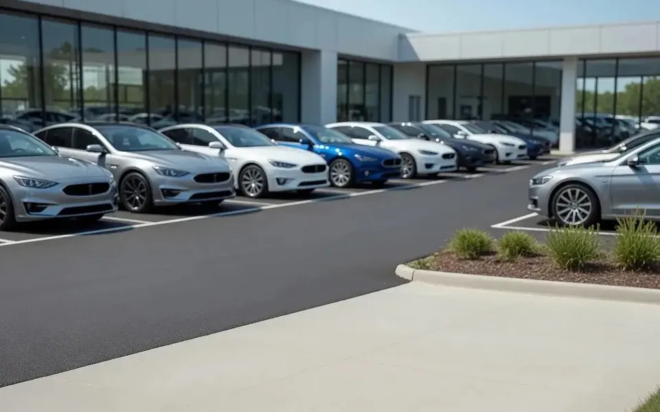 Row of cars on a dealer lot