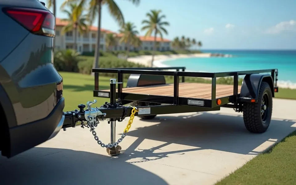 Utility trailer hitched to an SUV
