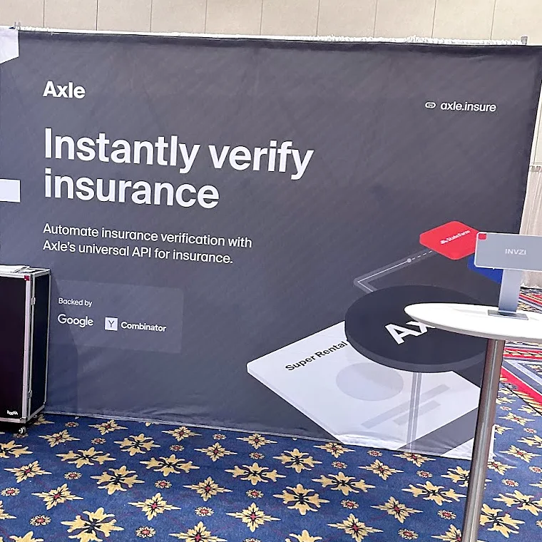 Axle's booth banner: Instantly verify insurance
